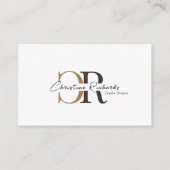 Eenvoudig Modern Zwart Goud Monogram Visitekaartje (Voorkant)