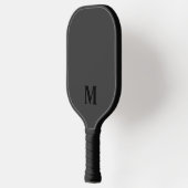 Eenvoudig Modern Zwart Initiaal Monogram Pickleball Paddle (Links)