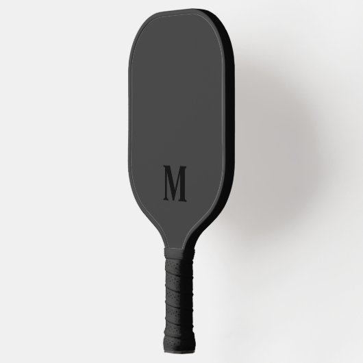 Eenvoudig Modern Zwart Initiaal Monogram Pickleball Paddle (Links)