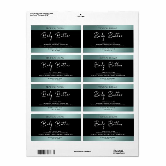 Eenvoudig modern zwart label met luxe typografie (Full Sheet)