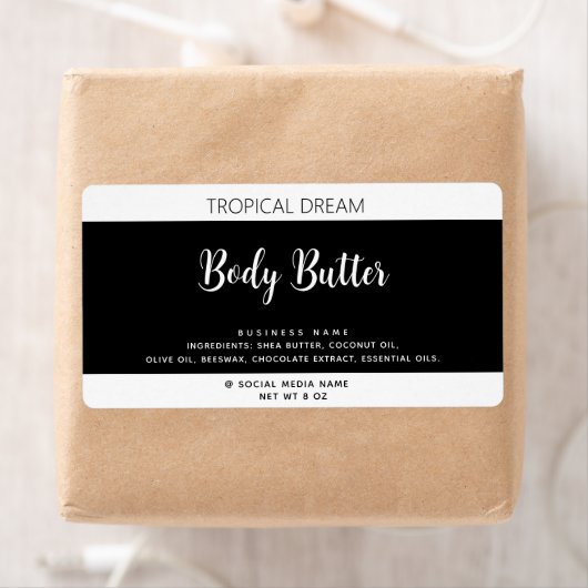 Eenvoudig modern zwart label met luxe typografie (Insitu)