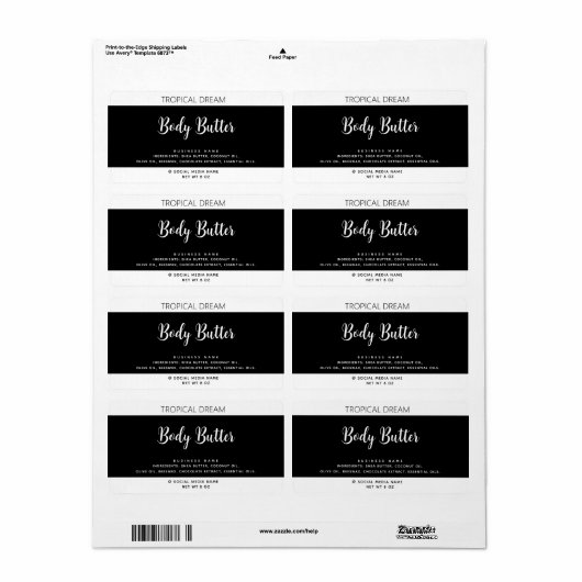 Eenvoudig modern zwart label met luxe typografie (Full Sheet)