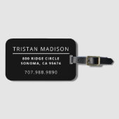 Eenvoudig Modern Zwart Minimalistisch Custom Bagagelabel (Voorkant (horizontaal))