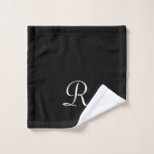 Eenvoudig modern zwart monogram Initiaal Bad Handdoek (Wasdoekje)