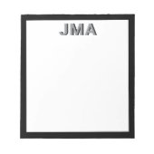 Eenvoudig modern zwart Monogram Notitieblok (Voorkant)