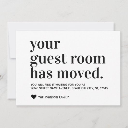 Eenvoudig modern zwart, nieuw adres gastruimte ver aankondiging (Voorkant)