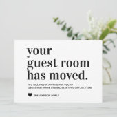 Eenvoudig modern zwart, nieuw adres gastruimte ver aankondiging (Staand voorkant)