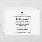 Eenvoudig modern zwart, nieuw adres gastruimte ver aankondiging (Achterkant)