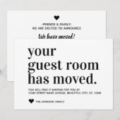 Eenvoudig modern zwart, nieuw adres gastruimte ver aankondiging (Voorkant / Achterkant)