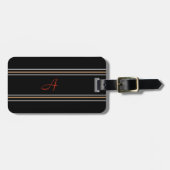 Eenvoudig, modern zwart, rood, monogrammatisch Ini Bagagelabel (Voorkant horizontaal)