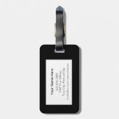 Eenvoudig, modern zwart, rood, monogrammatisch Ini Bagagelabel (Achterkant verticaal)