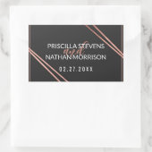 Eenvoudig Modern Zwart Roos Goud Chique Lineaire B Rechthoekige Sticker (Tas)