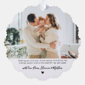 Eenvoudig Modern Zwart Script 2 Foto Kerstmis Ornament Kaart (Achterkant)