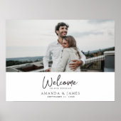 Eenvoudig Modern Zwart Script Foto Bruiloft Welkom Poster (Voorkant)