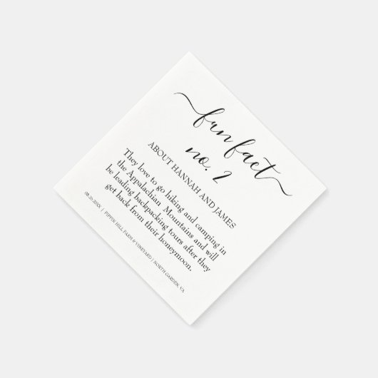 Eenvoudig modern zwart Script Fun Fact 2 Weddensch Servet (Hoek)