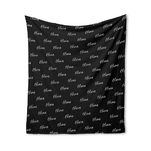 Eenvoudig Modern Zwart Script Herhalende Naam Fleece Deken