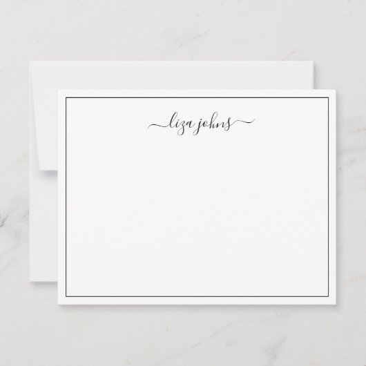 Eenvoudig Modern Zwart Script Professioneel  Notitiekaartje (Voorkant)