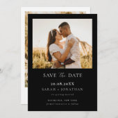 Eenvoudig Modern Zwart Script Sla de datumfoto op Kaart (Voorkant / Achterkant)