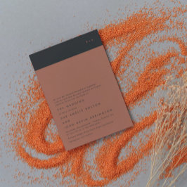 Eenvoudig modern zwart Stripe Monogram Weddenschap Kaart