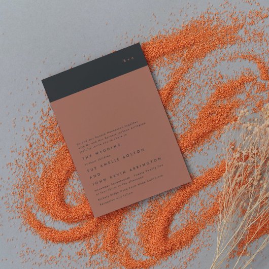 Eenvoudig modern zwart Stripe Monogram Weddenschap Kaart