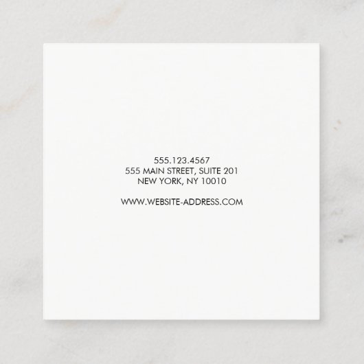 Eenvoudig, modern, zwart vierkant vierkante visitekaartje (Achterkant)