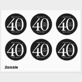 Eenvoudig, modern Zwart & Wit 40ste verjaardagsfee Ronde Sticker (Vel)