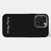 Eenvoudig modern zwart wit aangepaste script naam iPhone hoesje (Achterkant horizontaal)