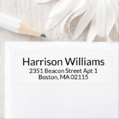 Eenvoudig modern zwart wit adres op maat etiket (Insitu)