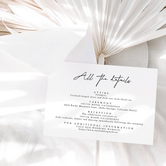 Eenvoudig Modern Zwart-wit Alle details Informatiekaartje