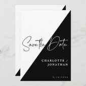 Eenvoudig modern zwart-wit bespaart de datum waaro kaart (Voorkant / Achterkant)