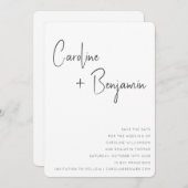 Eenvoudig modern zwart-wit Boho-script huwelijk Save The Date (Voorkant / Achterkant)