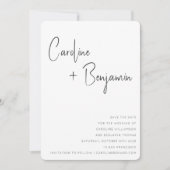 Eenvoudig modern zwart-wit Boho-script huwelijk Save The Date (Voorkant)