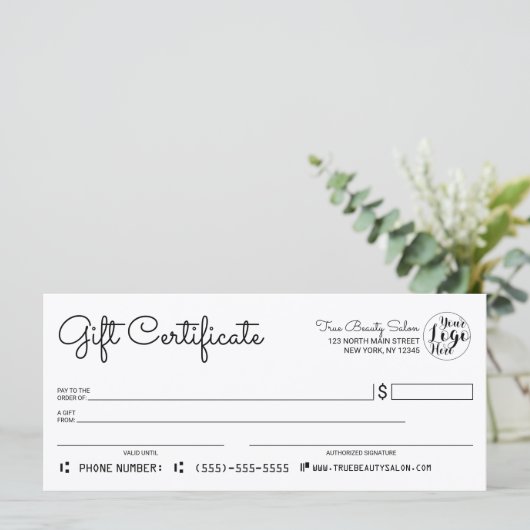 Eenvoudig modern zwart wit Check Cadeaucertificaat (Staand voorkant)