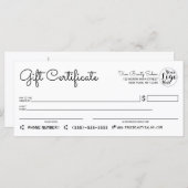 Eenvoudig modern zwart wit Check Cadeaucertificaat (Voorkant / Achterkant)