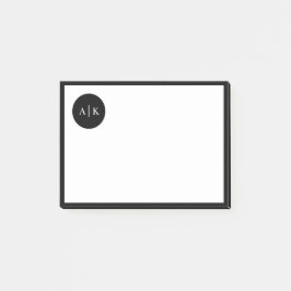 Eenvoudig modern zwart-wit cirkelmonogram post-it® notes