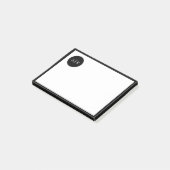 Eenvoudig modern zwart-wit cirkelmonogram post-it® notes (Schuin)