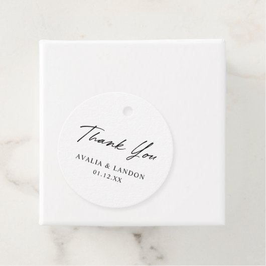 Eenvoudig Modern Zwart Wit Dank u Bruiloft Bedankjes Labels (In situ)