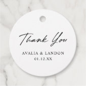 Eenvoudig Modern Zwart Wit Dank u Bruiloft Bedankjes Labels (Voorkant)
