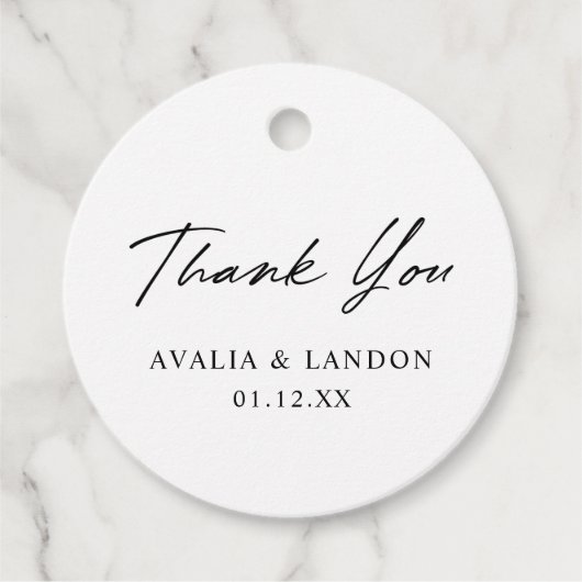 Eenvoudig Modern Zwart Wit Dank u Bruiloft Bedankjes Labels (Voorkant)