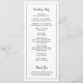 Eenvoudig modern zwart-wit elegant huwelijk programmakaart (Achterkant)