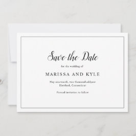 Eenvoudig modern zwart-wit elegant huwelijk save the date