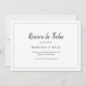 Eenvoudig modern zwart-wit elegant Spaans Save The Date (Voorkant)