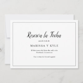 Eenvoudig modern zwart-wit elegant Spaans Save The Date