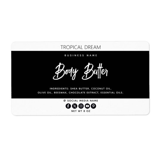 Eenvoudig modern zwart wit etiket (Voorkant)