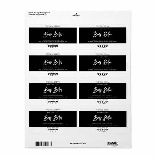 Eenvoudig modern zwart wit etiket (Full Sheet)