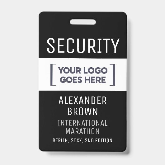 Eenvoudig Modern Zwart-Wit Event Logo Security Badge (Voorzijde)