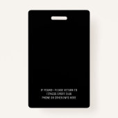 Eenvoudig Modern Zwart-Wit Event Logo Security Badge (Achterkant)