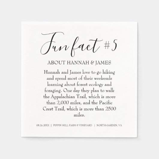 Eenvoudig modern zwart wit Fact 5 bruiloft Servet (Voorkant)