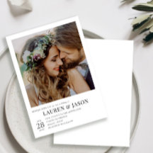 Eenvoudig modern zwart-wit fotohuwelijk