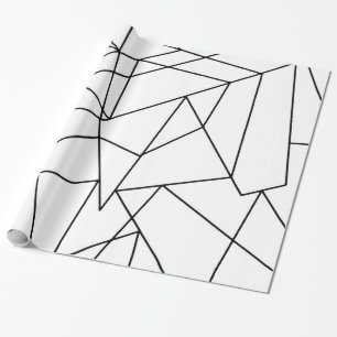 Eenvoudig modern zwart-wit geometrisch patroon cadeaupapier